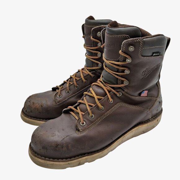 Danner Quarry USA 8" Boots Mens Size 13 Brown Gore-Tex Alloy Toe Wedge 17329 - Picture 1 of 9